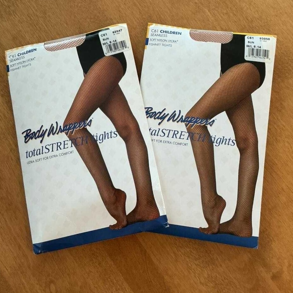 Body Wrappers Children’s Seamless Fishnet “Suntan” Dance Tights, Size M/L 8-14